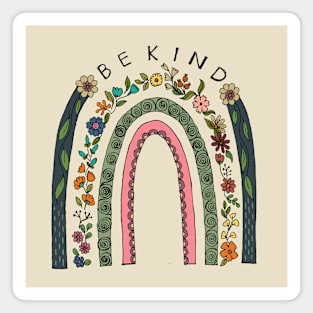 Be kind hand drawn floral rainbow Magnet